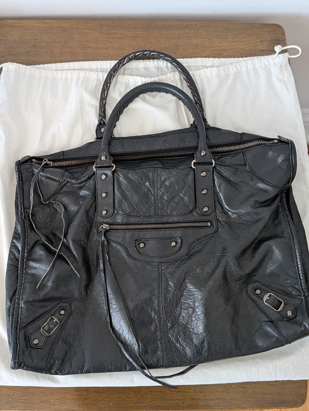 Balenciaga Classic Weekender Black Chevre Leather Vintage